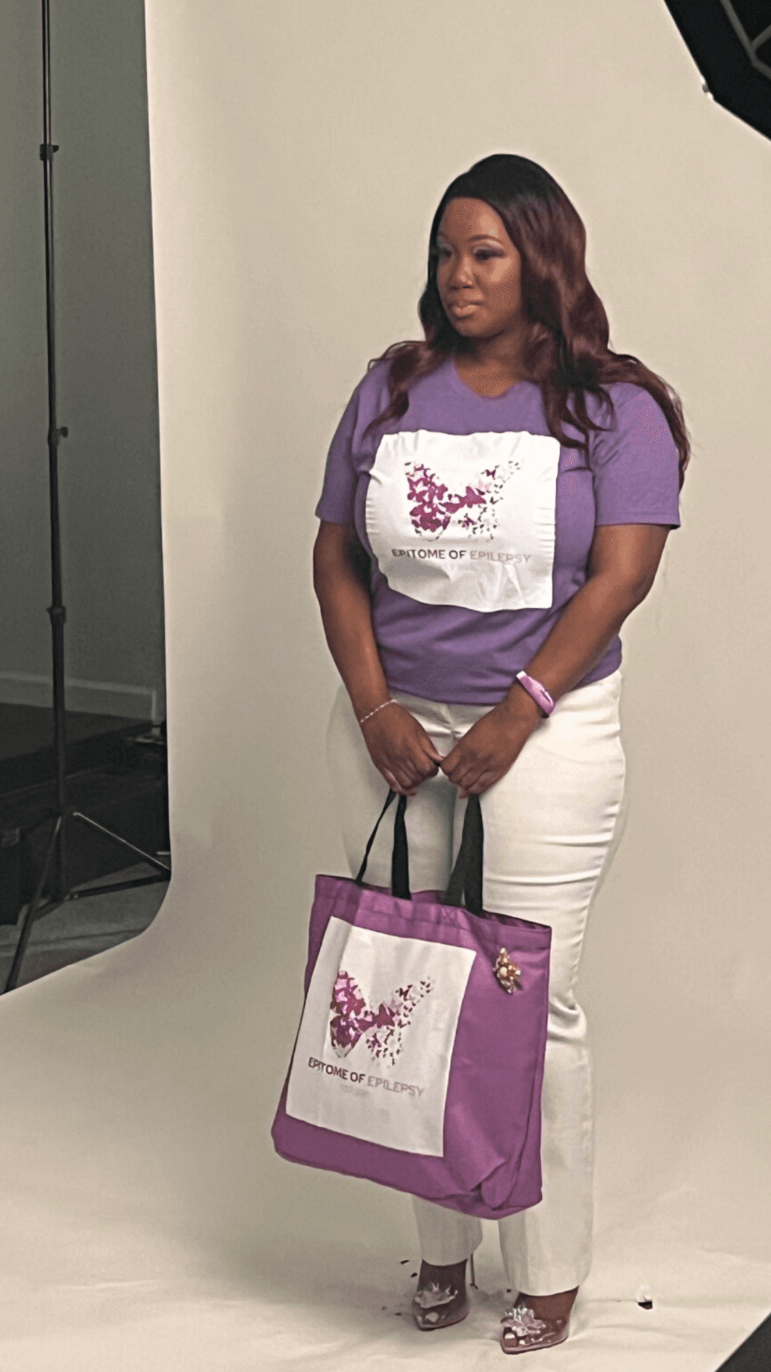 JenVon Cherry at a brand photoshoot in Epitome of Epilepsy apparel